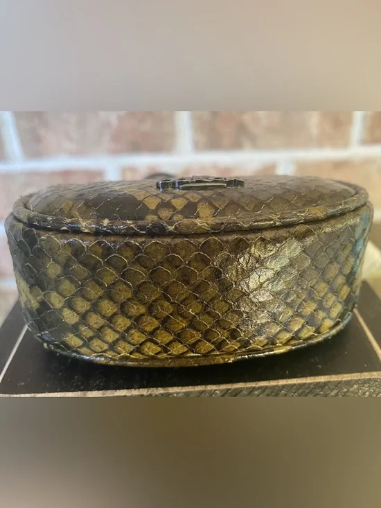 Coach Python-Embossed Leather Coin Purse Keychain HTF - Picture 7 of 7